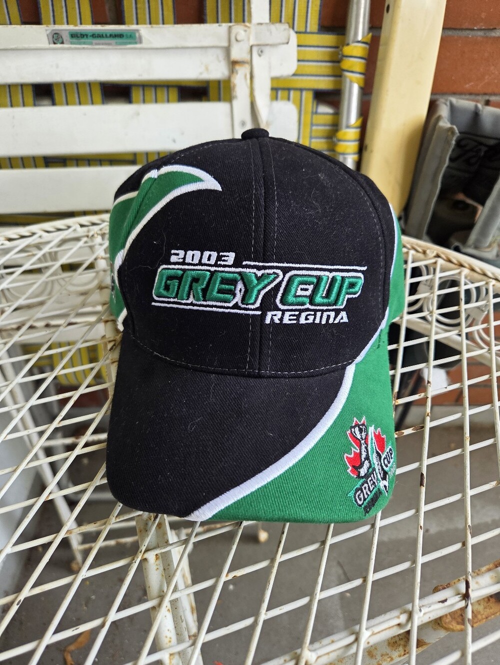 Vintage CFL Football 2003 Grey Cup Regina Snapback Hat Cap Puma Green White One